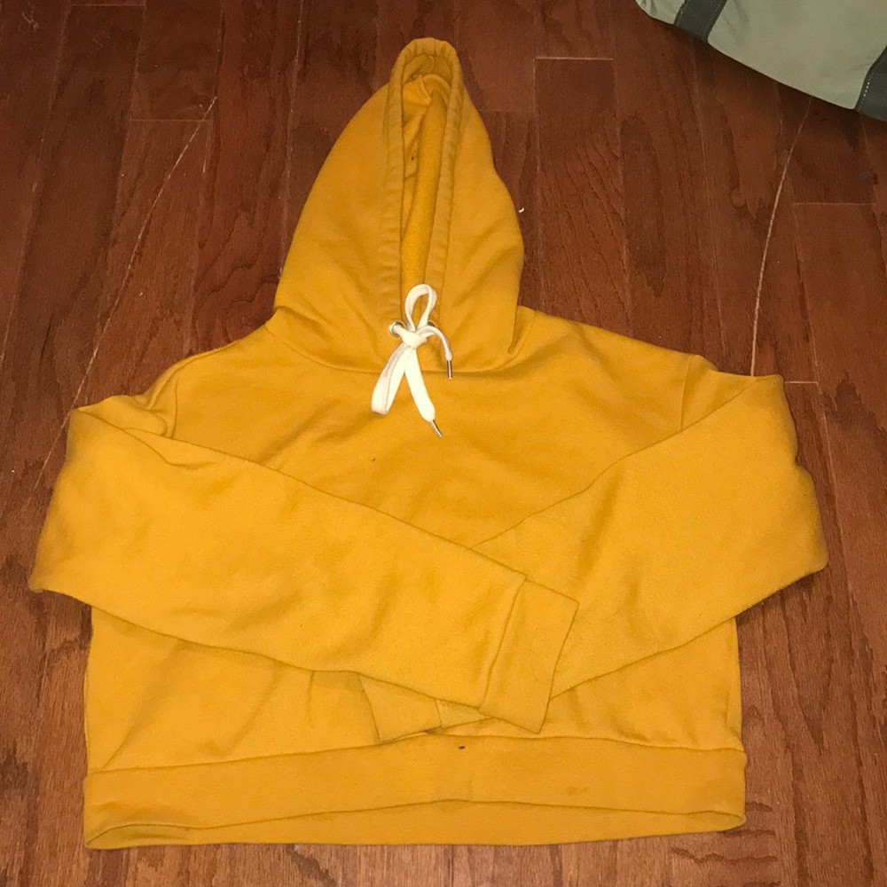 CROPPED MUSTARD YELLOW FOREVER 21 HOODIE